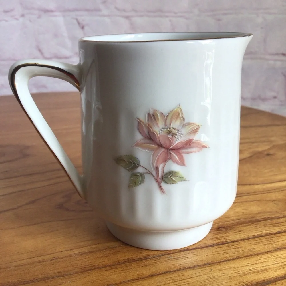 Vintage Scherzer Bavaria Floral Porcelain Covered Sugar Bowl and Creamer Set